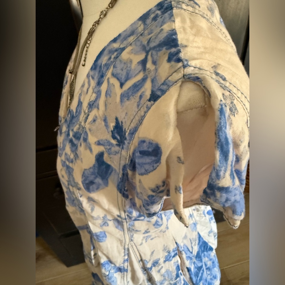 Free People Blue Floral Print Tunic Dress